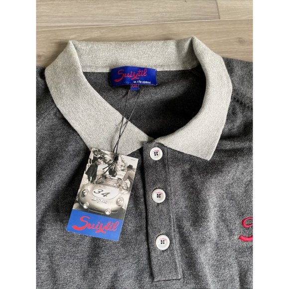 Suixtil Heritage Grey Gray 3 Button Sweater Size XXL NWT New RARE Mens Cotton - Picture 2 of 12